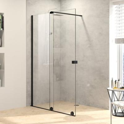 HÜPPE Xtensa pure Paroi de douche à l’italienne, avec élément coulissant avec ANTI-PLAQUE, clair, édition noire