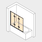 Pare-baignoire Hüppe Design pure  en 3 portes pliantes battantes 120x150